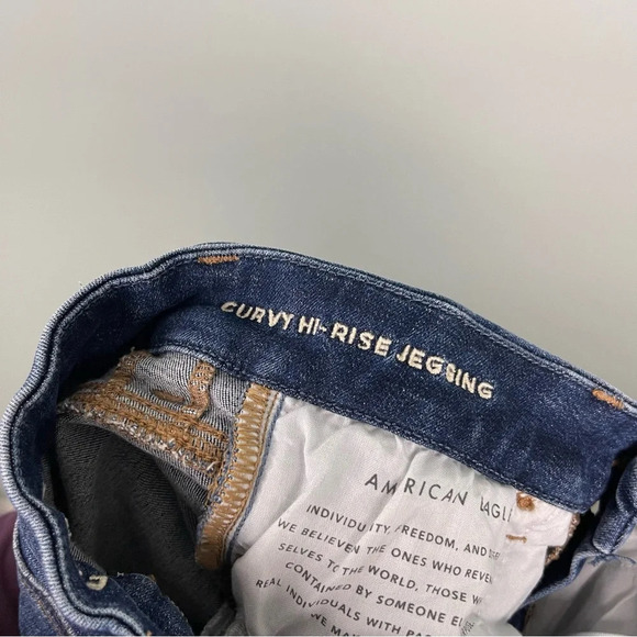 American Eagle Curvy Hi-Rise Jeggings Distressed Size 0 - Picture 7 of 9